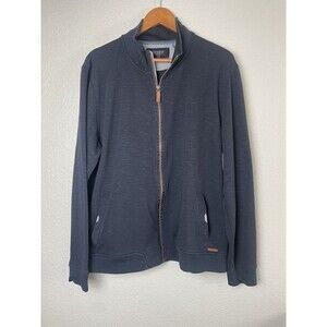 TED BAKER London Mens Full Zip Sweater Jacket Zip Pockets Mock Neck Navy Sz 7 3X